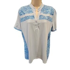 Jack Smith womens upf protect blue white quick dry performance polo comfort ^